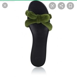 NWOT The Row Mink green slides